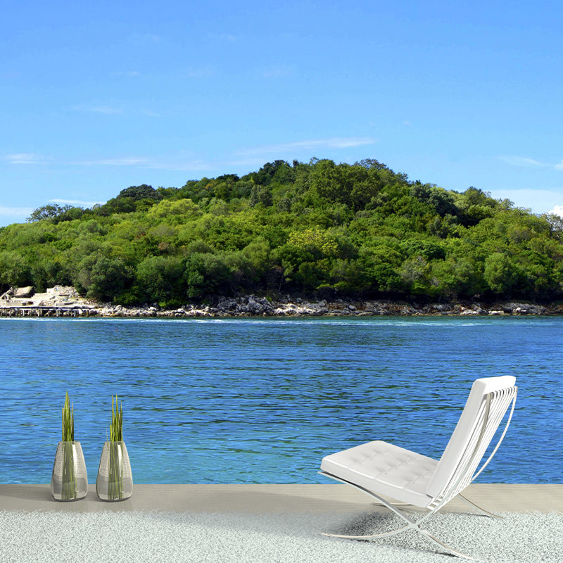 Photography Sea Mural Wallpaper for Bedroom Wall Covering in Soft Color