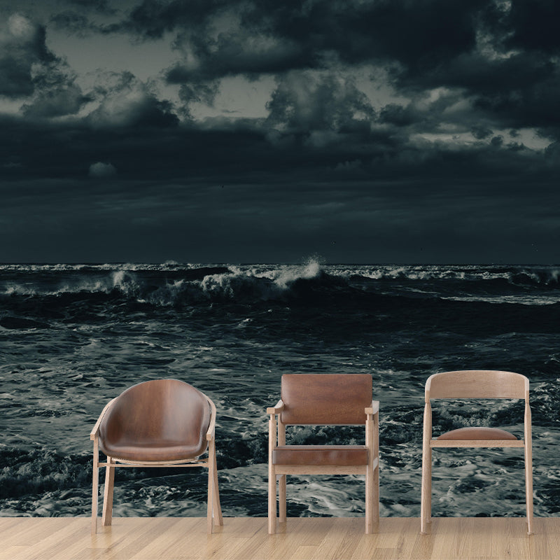 Photography Sea Mural Wallpaper for Bedroom Wall Covering in Soft Color