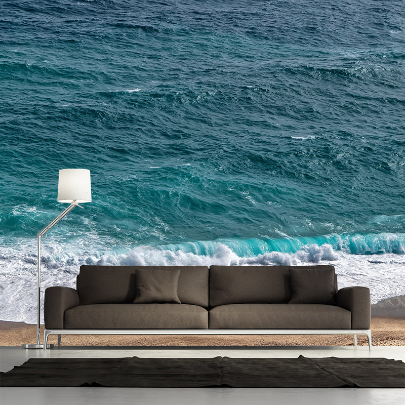 Photography Sea Mural Wallpaper for Sleeping Room Wall Covering in Soft Color