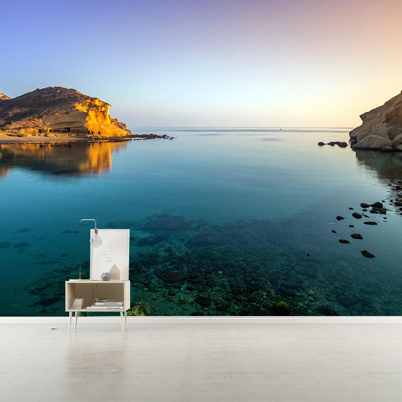 Sea Mural Wall Covering Decorative Mildew Resistant for Bathroom