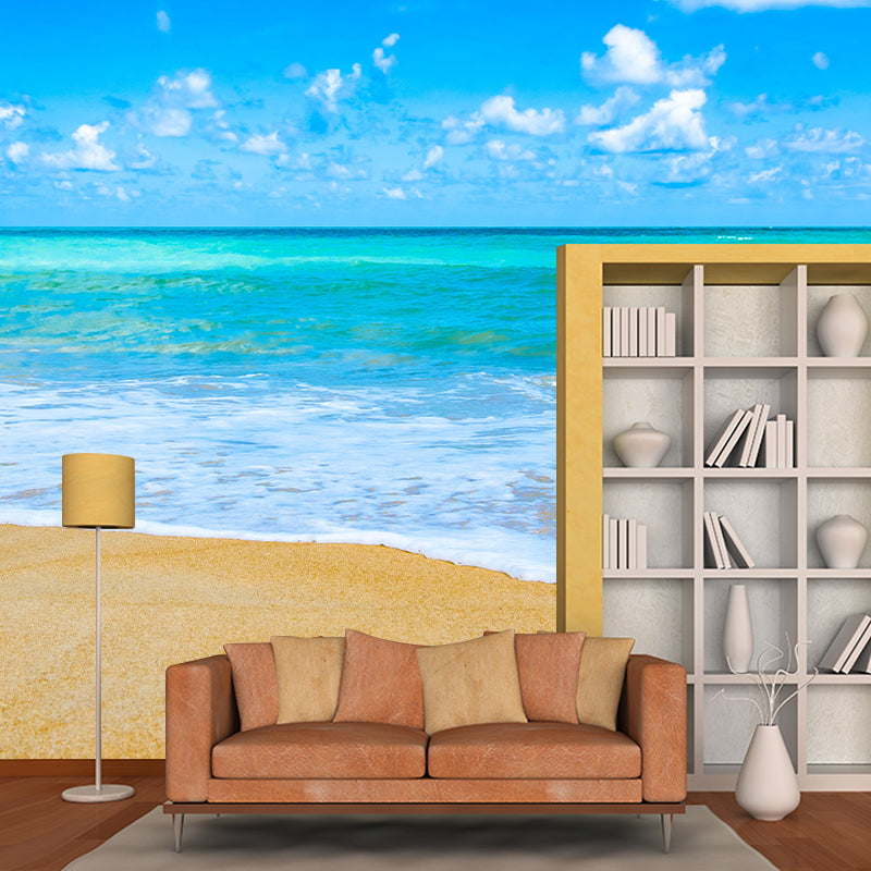Contemporary Sea Wall Mural Environment Friendly Wallpaper for Sitting Room
