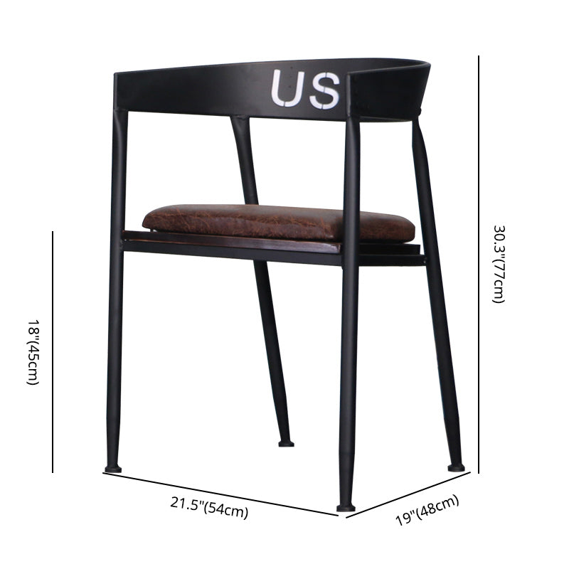 Chaise de salle à manger industrielle 21 '' Plaide latéral à dos ouvert de largeur avec des jambes en métal pour un usage domestique
