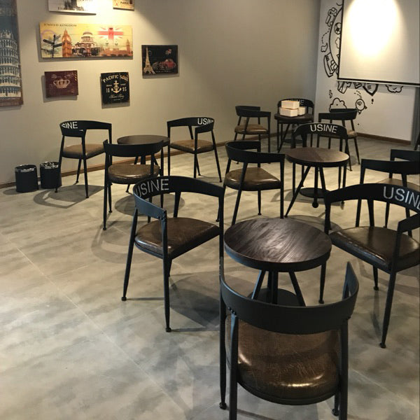 Chaise de salle à manger industrielle 21 '' Plaide latéral à dos ouvert de largeur avec des jambes en métal pour un usage domestique