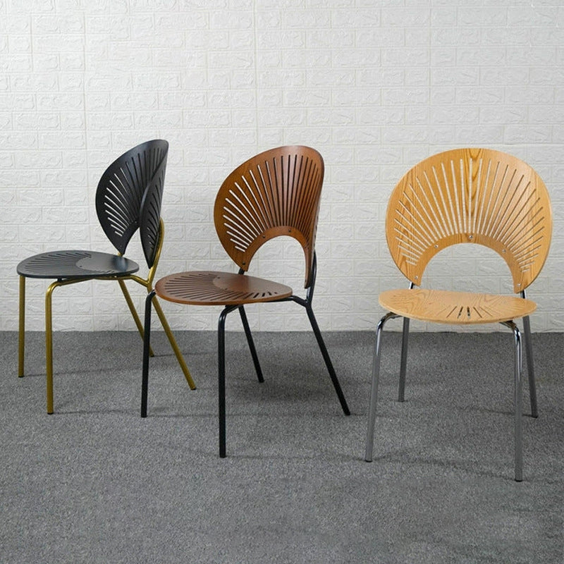 Ensemble de chaises de salle à manger de cuisine en bois de style moderne, chaises latérales à dossier ouvert