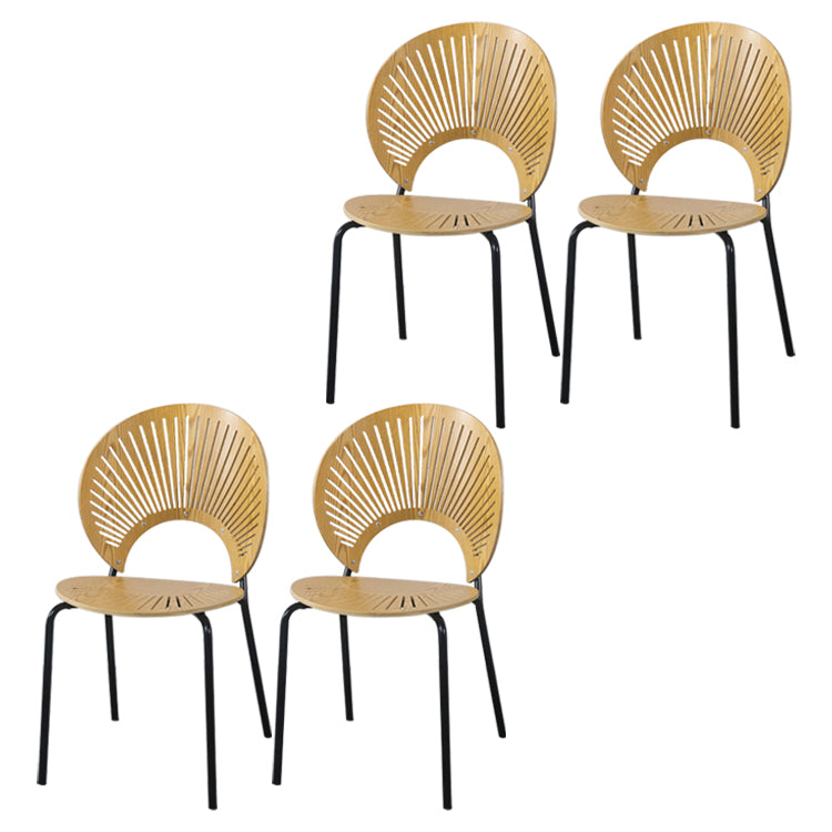 Ensemble de chaises de salle à manger de cuisine en bois de style moderne, chaises latérales à dossier ouvert