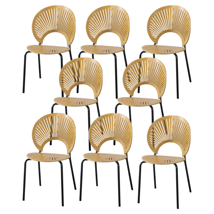 Ensemble de chaises de salle à manger de cuisine en bois de style moderne, chaises latérales à dossier ouvert
