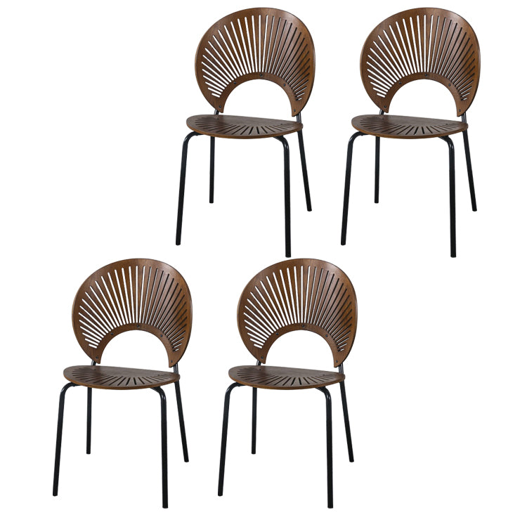 Ensemble de chaises de salle à manger de cuisine en bois de style moderne, chaises latérales à dossier ouvert
