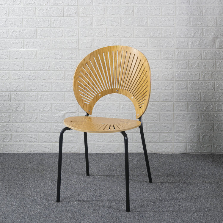 Ensemble de chaises de salle à manger de cuisine en bois de style moderne, chaises latérales à dossier ouvert