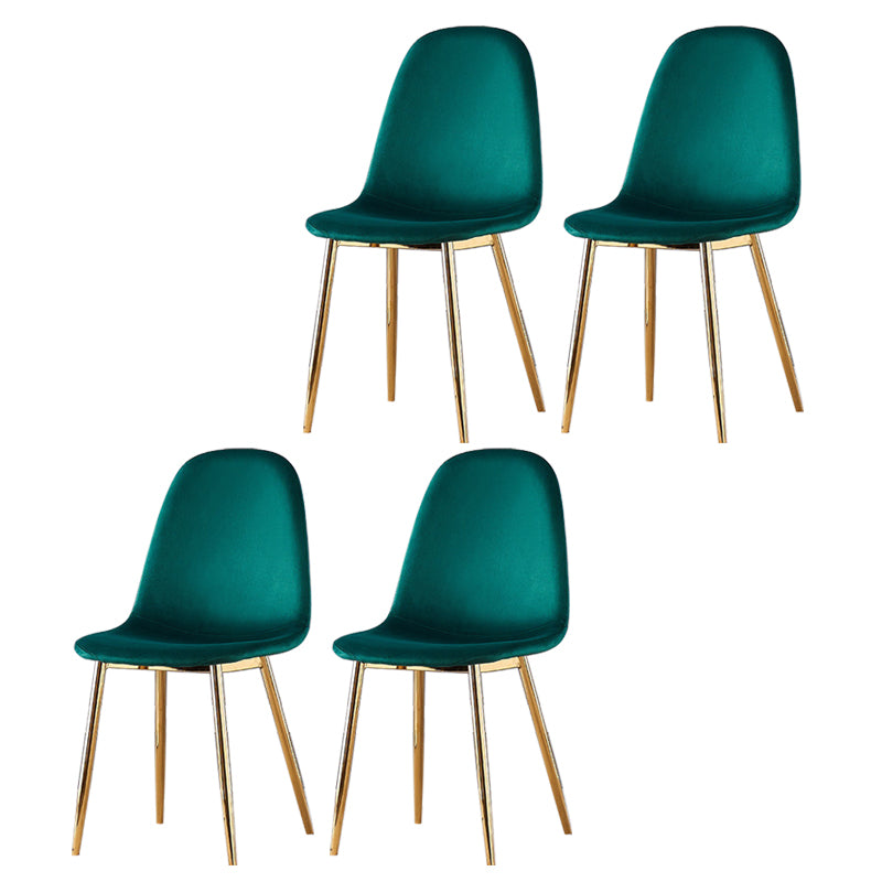 Indoor Armless Dining Chairs Velvet Solid Back Side Chairs with Metal Legs