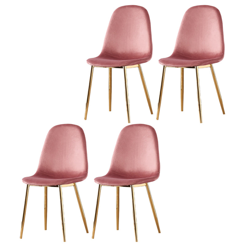 Indoor Armless Dining Chairs Velvet Solid Back Side Chairs with Metal Legs