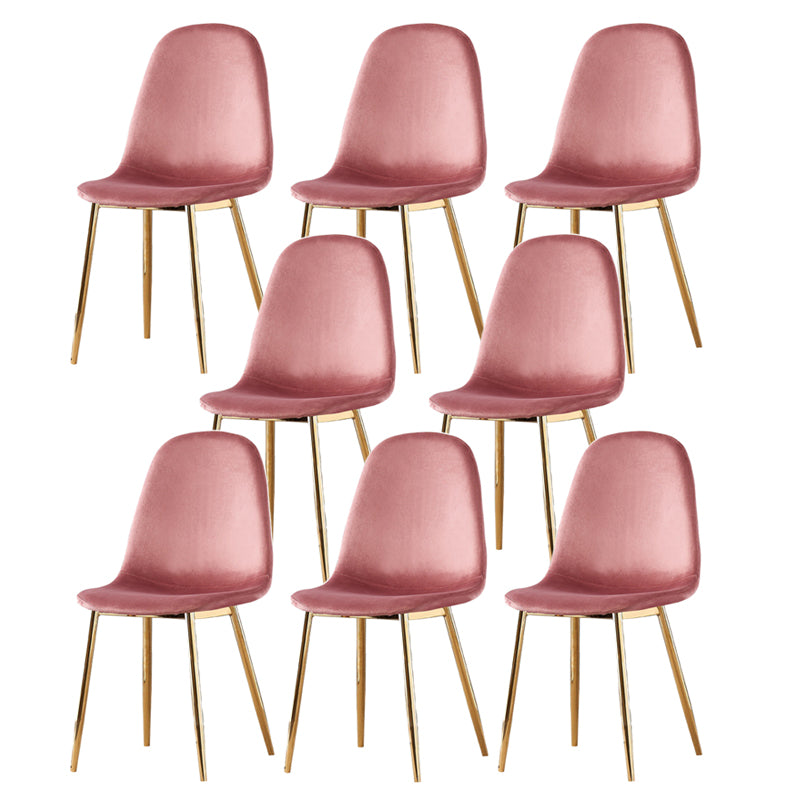 Indoor Armless Dining Chairs Velvet Solid Back Side Chairs with Metal Legs