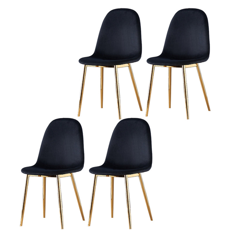 Indoor Armless Dining Chairs Velvet Solid Back Side Chairs with Metal Legs
