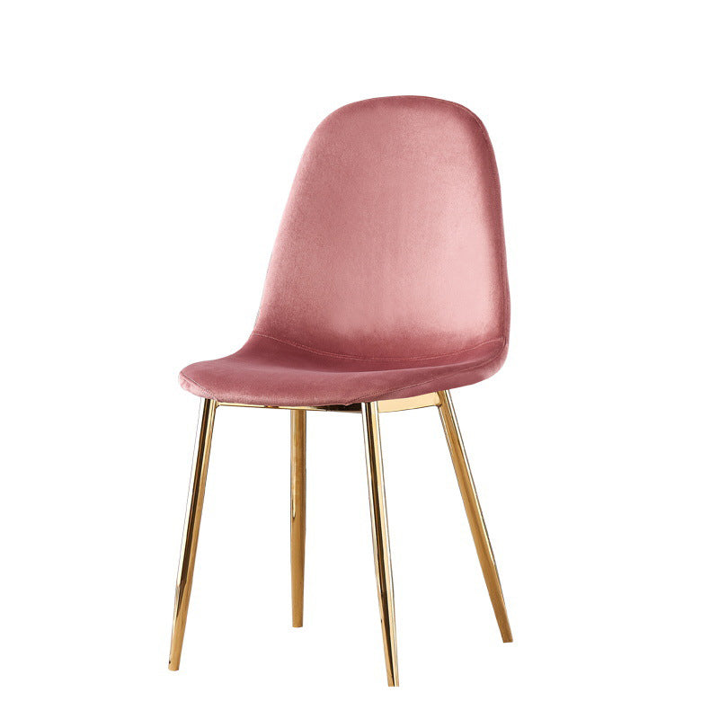 Indoor Armless Dining Chairs Velvet Solid Back Side Chairs with Metal Legs