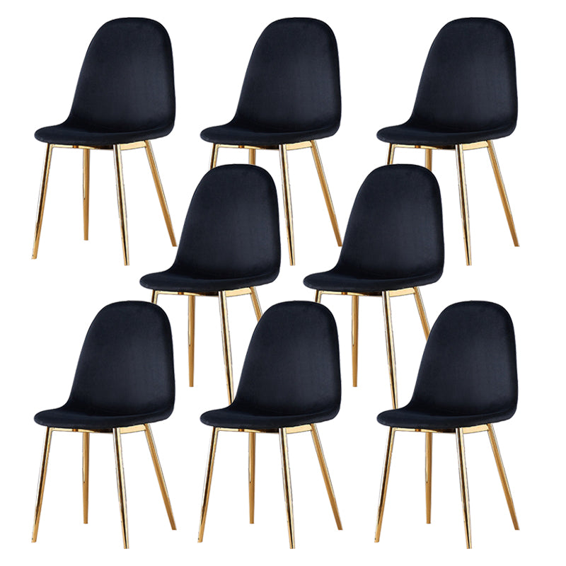 Indoor Armless Dining Chairs Velvet Solid Back Side Chairs with Metal Legs
