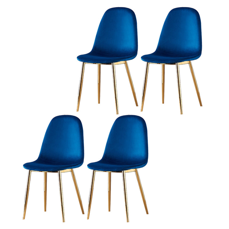Indoor Armless Dining Chairs Velvet Solid Back Side Chairs with Metal Legs