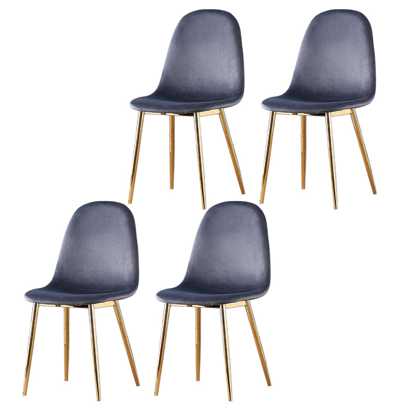 Indoor Armless Dining Chairs Velvet Solid Back Side Chairs with Metal Legs