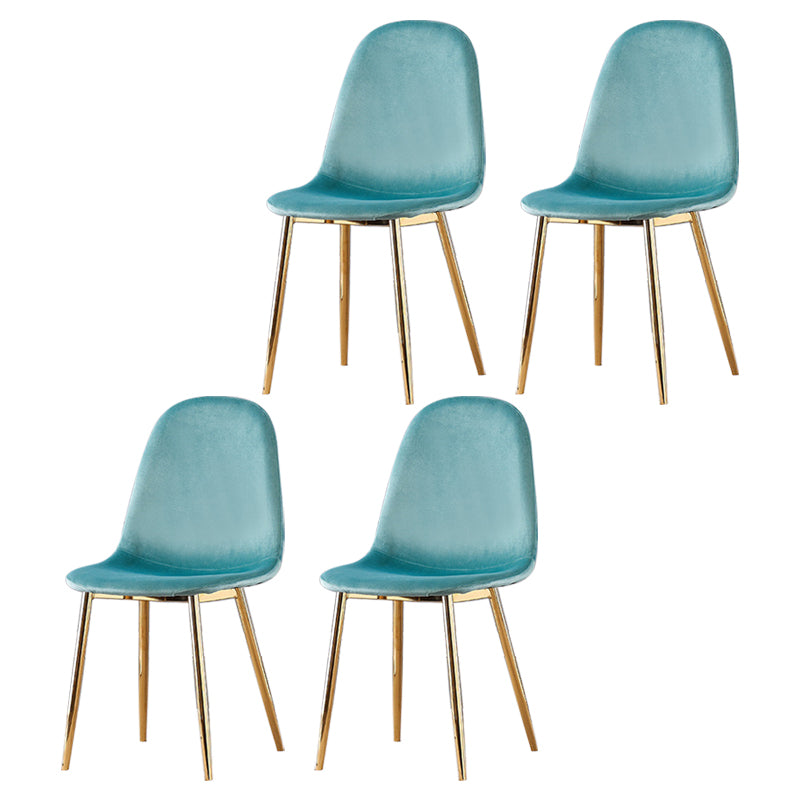 Indoor Armless Dining Chairs Velvet Solid Back Side Chairs with Metal Legs