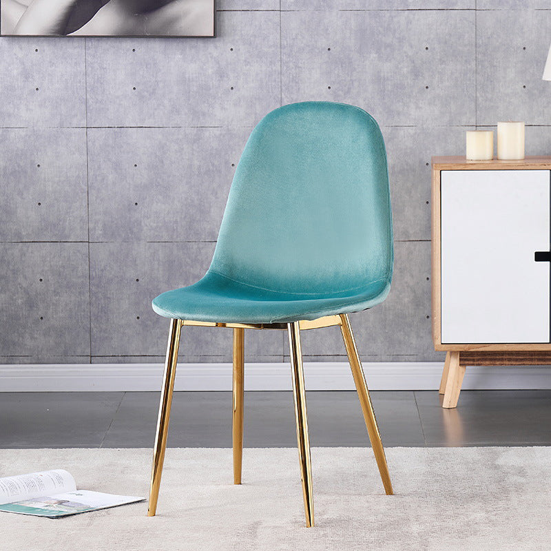 Indoor Armless Dining Chairs Velvet Solid Back Side Chairs with Metal Legs
