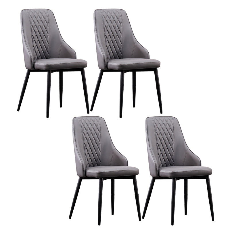 Chaise de salle à manger en cuir moderne, chaises latérales sans accoudoirs à dossier solide avec pieds en métal
