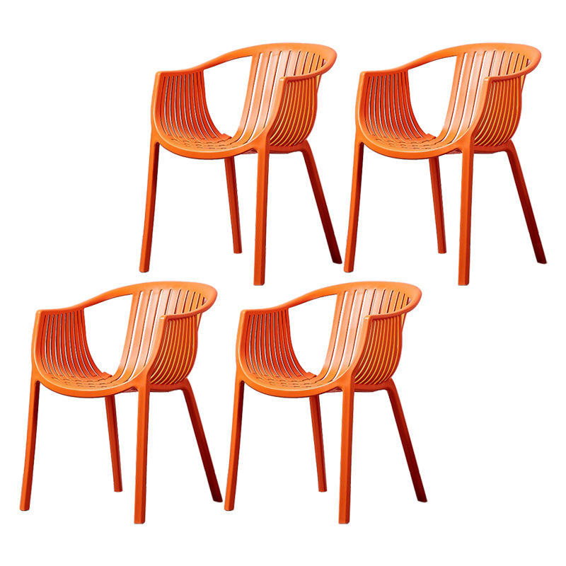 Home Zeitgenössischer Sessel mit Lamellenrücken, stapelbarer Esszimmerstuhl aus Kunststoff