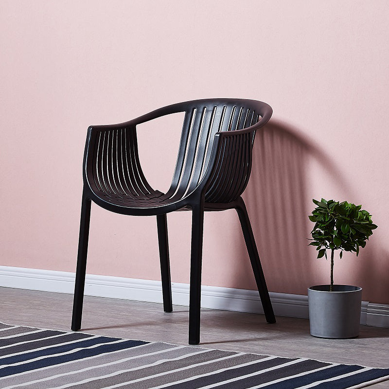 Chaise de salle à manger empilable en plastique à dossier à lattes de fauteuil contemporain à la maison