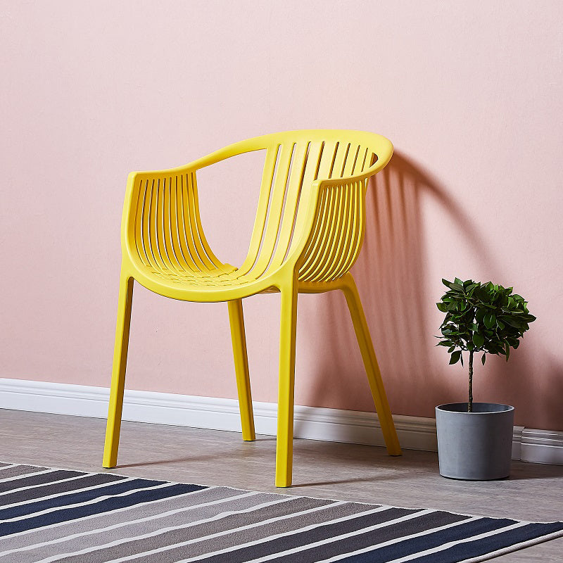 Home Zeitgenössischer Sessel mit Lamellenrücken, stapelbarer Esszimmerstuhl aus Kunststoff