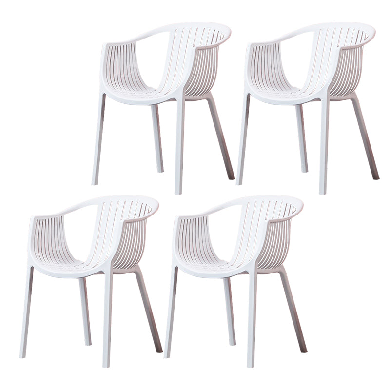 Home Zeitgenössischer Sessel mit Lamellenrücken, stapelbarer Esszimmerstuhl aus Kunststoff