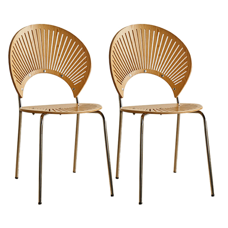 Juego de sillas de comedor de metal Silla lateral ovalada con respaldo abierto de estilo contemporáneo