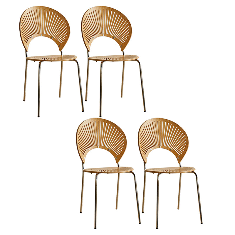 Juego de sillas de comedor de metal Silla lateral ovalada con respaldo abierto de estilo contemporáneo