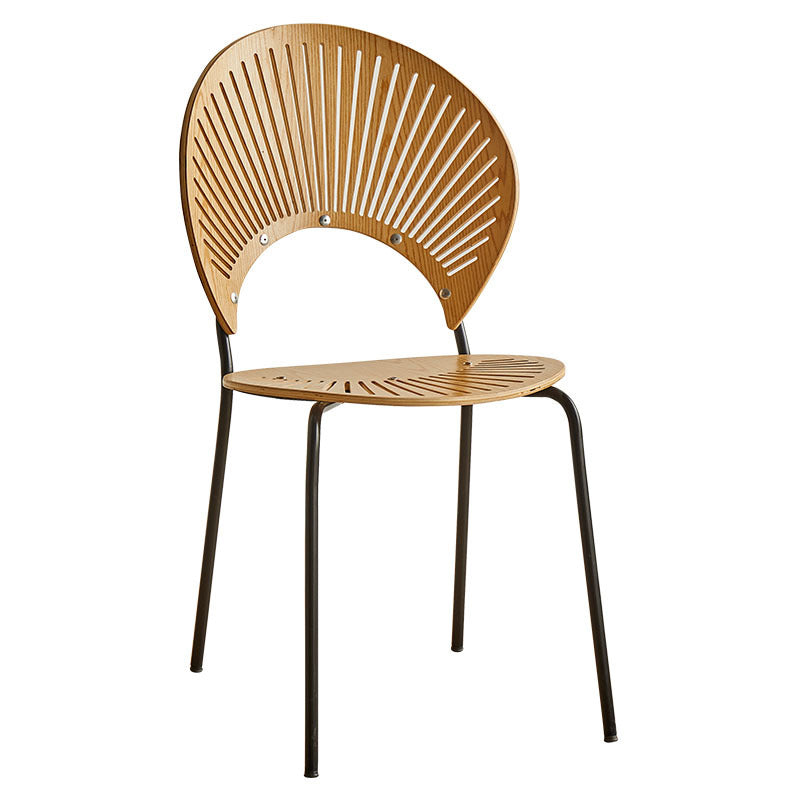 Les chaises de salle à manger en métal ont placé la chaise latérale arrière ouverte ovale de style contemporain