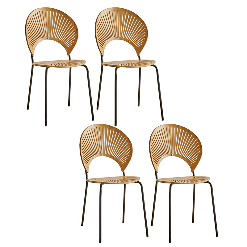 Juego de sillas de comedor de metal Silla lateral ovalada con respaldo abierto de estilo contemporáneo