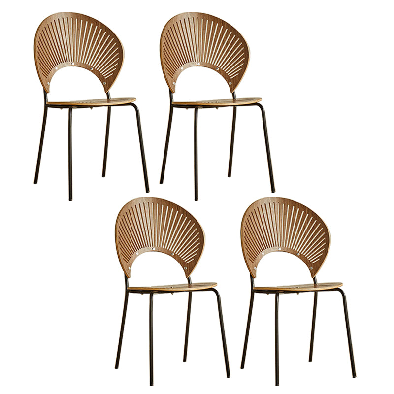 Juego de sillas de comedor de metal Silla lateral ovalada con respaldo abierto de estilo contemporáneo