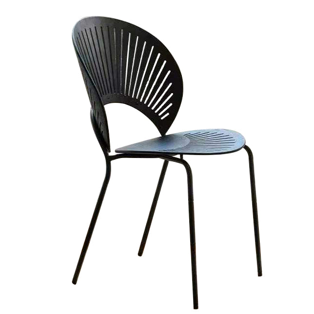 Les chaises de salle à manger en métal ont placé la chaise latérale arrière ouverte ovale de style contemporain