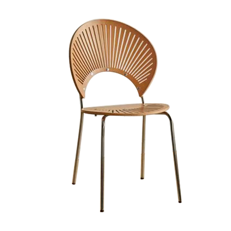 Les chaises de salle à manger en métal ont placé la chaise latérale arrière ouverte ovale de style contemporain