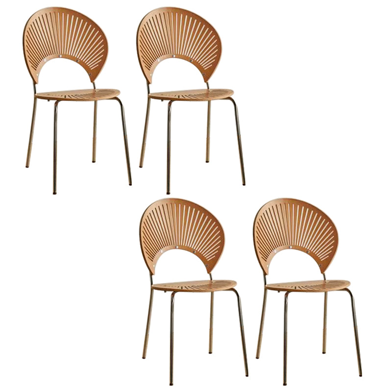 Juego de sillas de comedor de metal Silla lateral ovalada con respaldo abierto de estilo contemporáneo