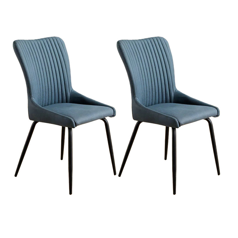 Leder-Skandinavischer Hotel-Beistellstuhl Parsons 18,5'' breiter Esszimmerstuhl mit schwarzen Beinen