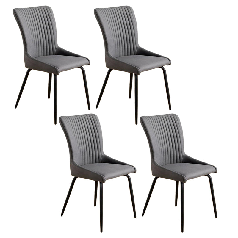 Leder-Skandinavischer Hotel-Beistellstuhl Parsons 18,5'' breiter Esszimmerstuhl mit schwarzen Beinen