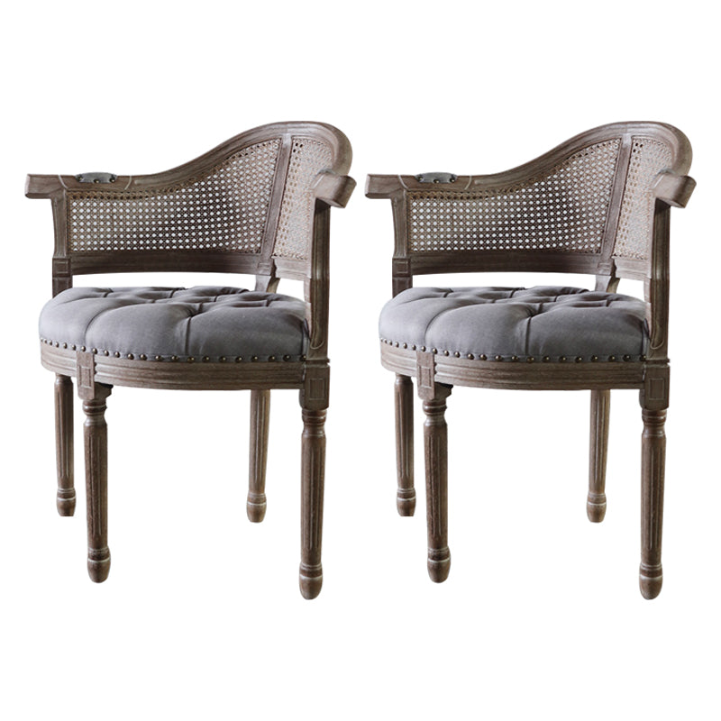 Solid Wood Country Style Dining Room Chairs Matte Finish Open Back Dining Arm Chairs