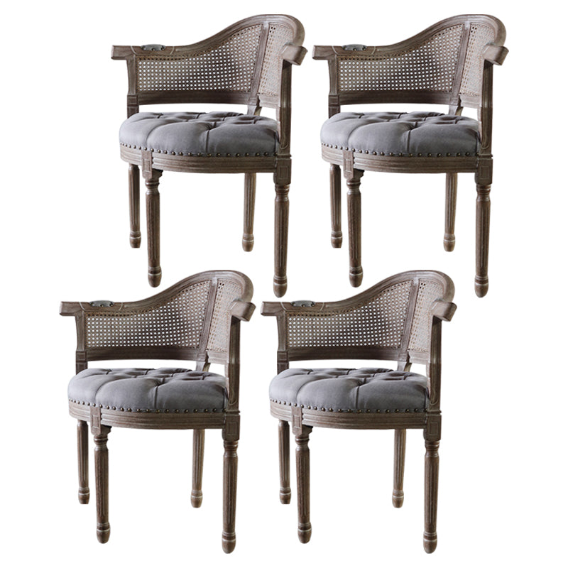 Solid Wood Country Style Dining Room Chairs Matte Finish Open Back Dining Arm Chairs