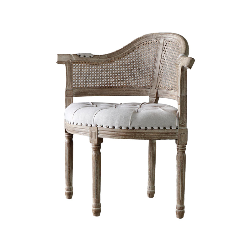 Solid Wood Country Style Dining Room Chairs Matte Finish Open Back Dining Arm Chairs
