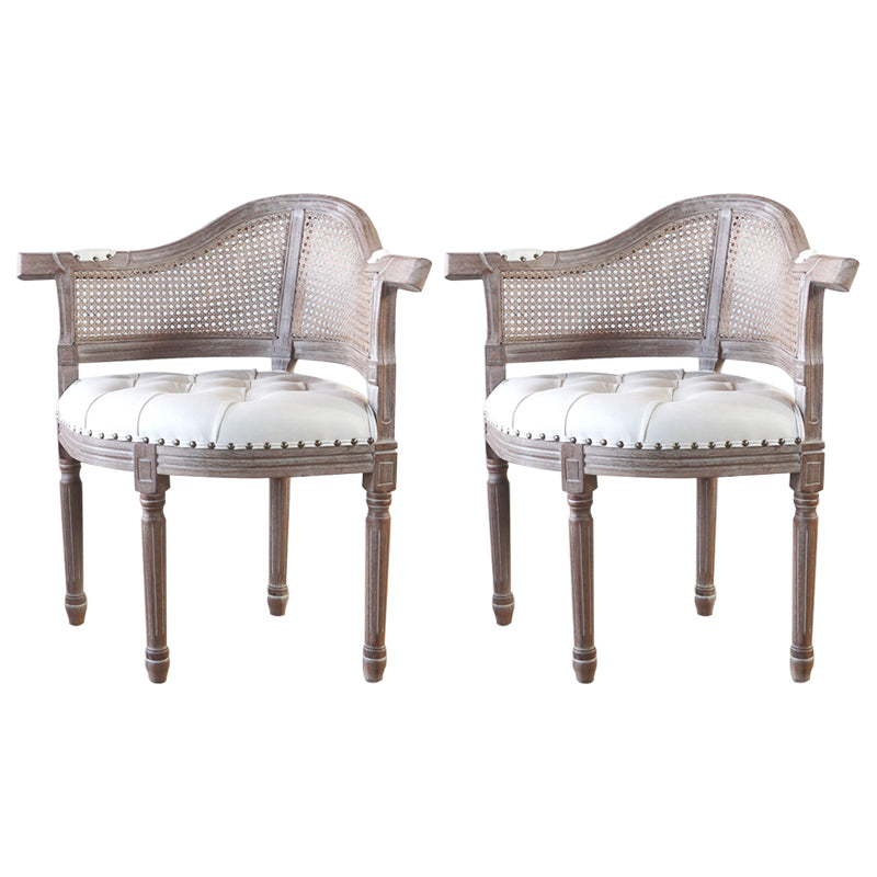 Solid Wood Country Style Dining Room Chairs Matte Finish Open Back Dining Arm Chairs