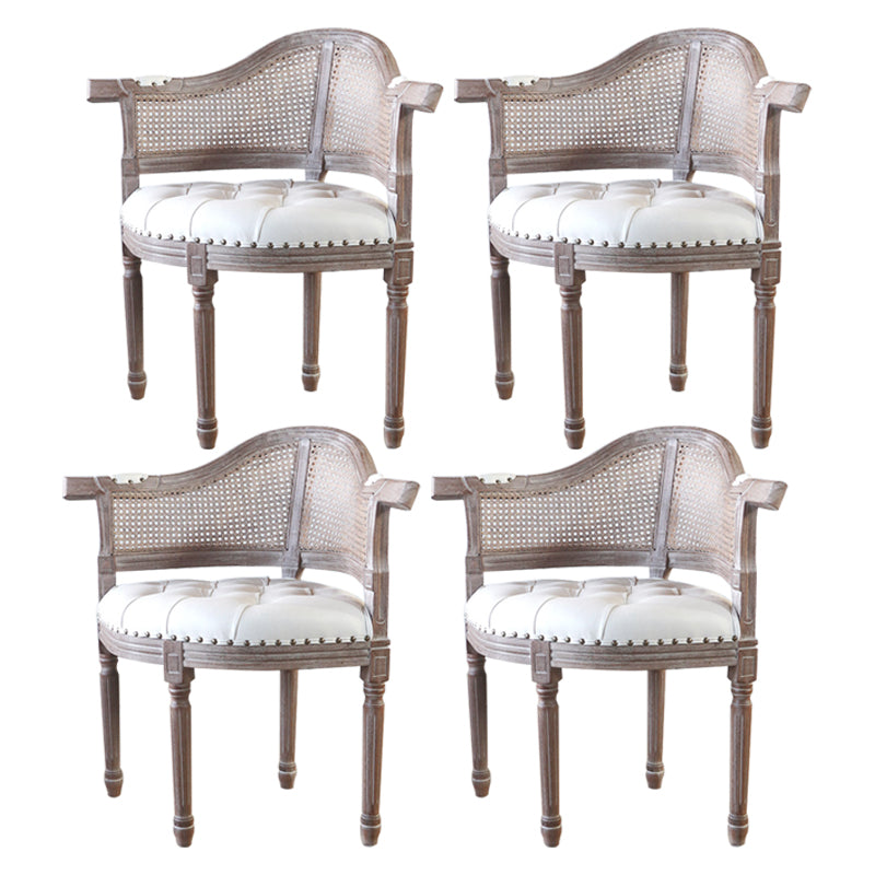 Solid Wood Country Style Dining Room Chairs Matte Finish Open Back Dining Arm Chairs