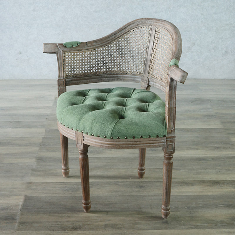Solid Wood Country Style Dining Room Chairs Matte Finish Open Back Dining Arm Chairs
