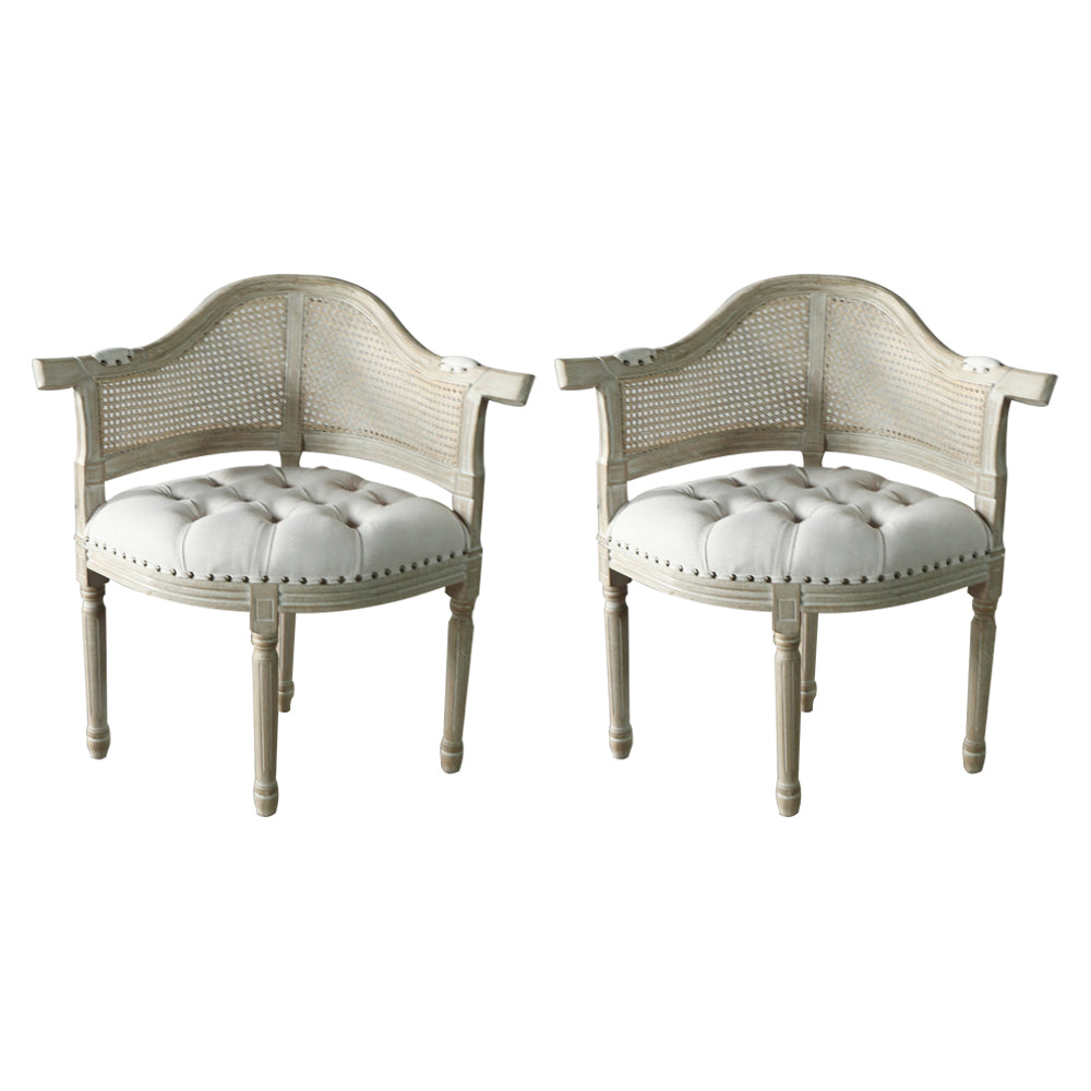 Solid Wood Country Style Dining Room Chairs Matte Finish Open Back Dining Arm Chairs