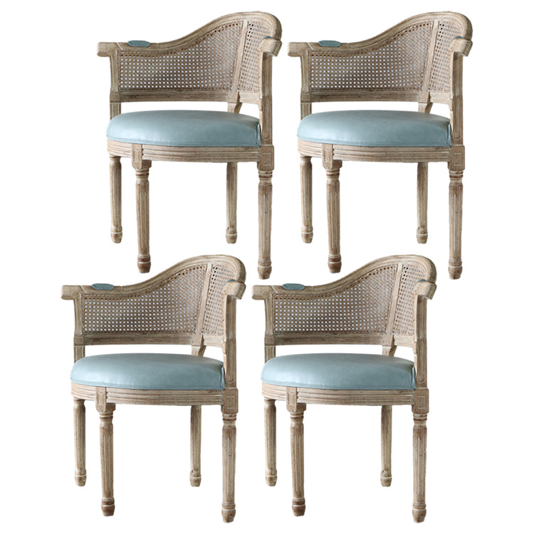 Solid Wood Country Style Dining Room Chairs Matte Finish Open Back Dining Arm Chairs