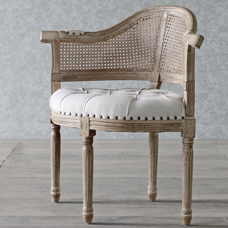 Solid Wood Country Style Dining Room Chairs Matte Finish Open Back Dining Arm Chairs