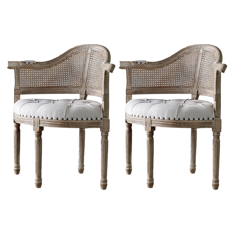 Solid Wood Country Style Dining Room Chairs Matte Finish Open Back Dining Arm Chairs