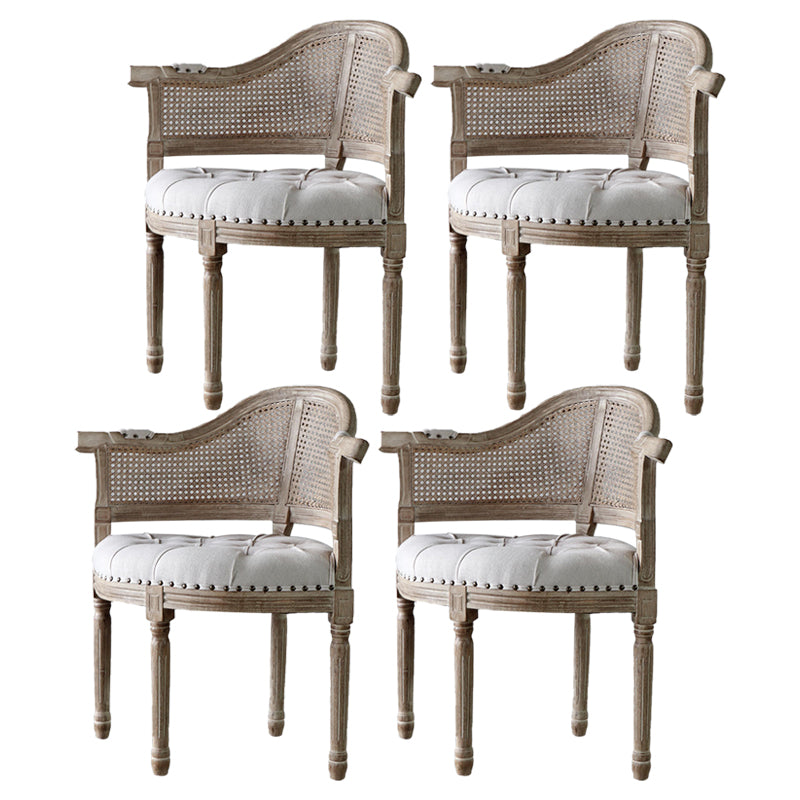 Solid Wood Country Style Dining Room Chairs Matte Finish Open Back Dining Arm Chairs
