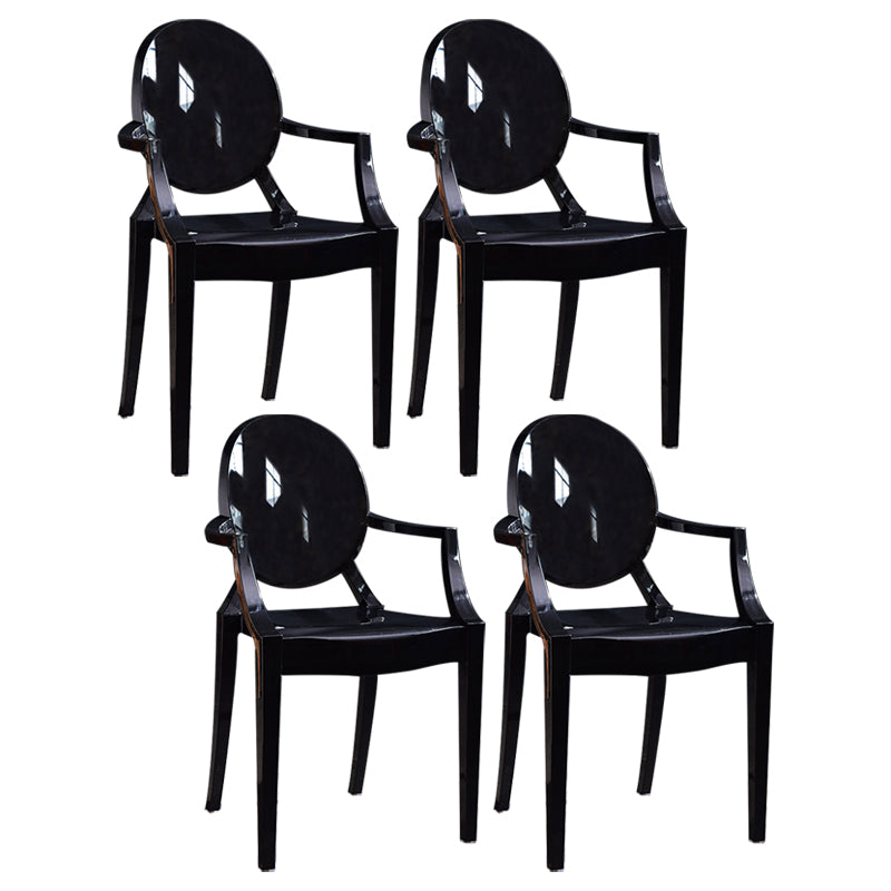 Scandinavian Plastic Dining Arm Chair Open Back Side Chair for Home Use