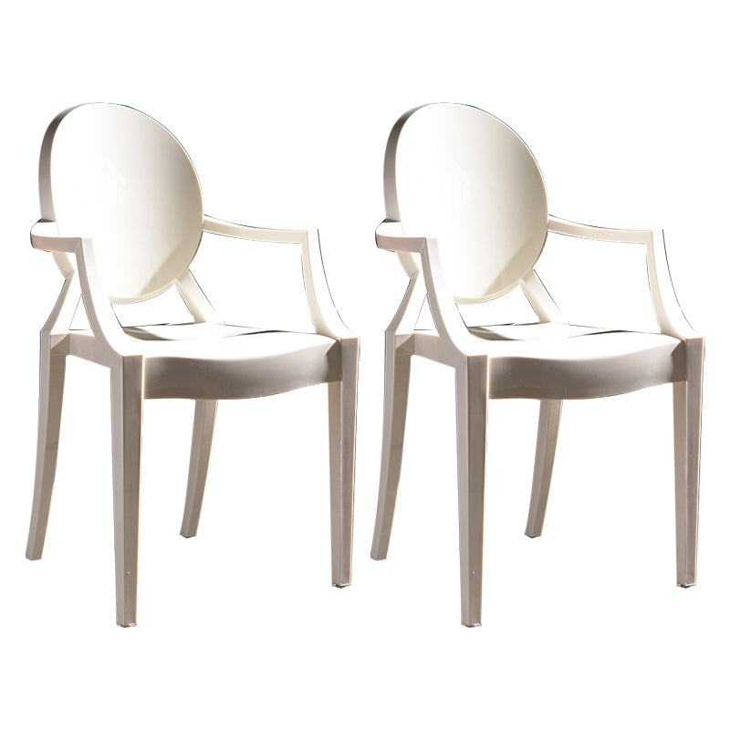 Scandinavian Plastic Dining Arm Chair Open Back Side Chair for Home Use